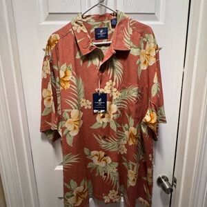 Caribbean Joe Terracotta Floral Button Down Shirt